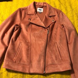 Old navy faux suede moto jacket size medium pink!